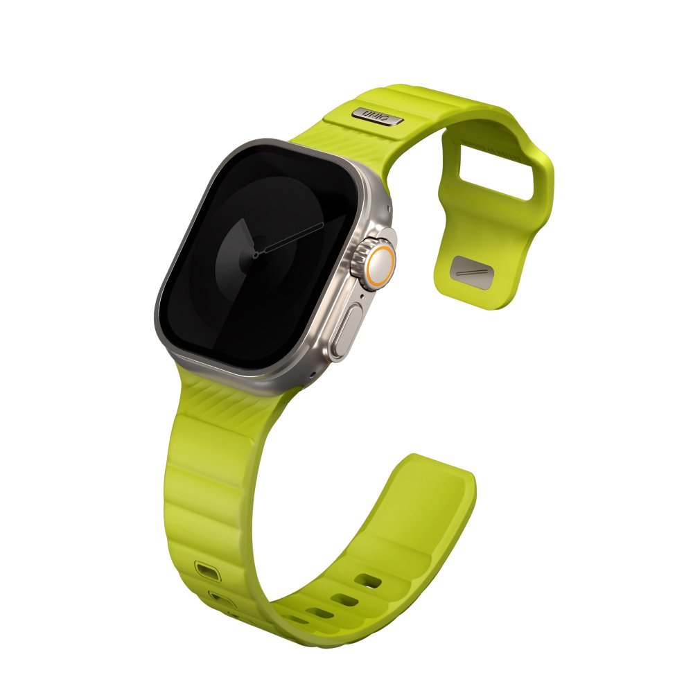 Ремешок силиконовый Uniq Stride FKM для Apple Watch 49мм/45мм/44мм/42мм. Цвет: лайм