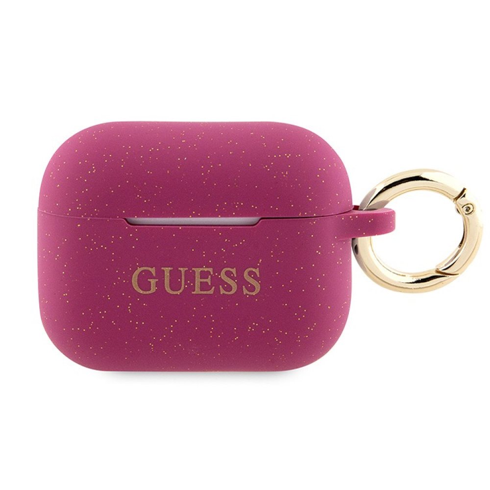 Чехол Guess Silicone with ring для AirPods Pro 2. Цвет: фуксия