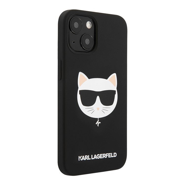 Чехол Lagerfeld для iPhone 13 Liquid silicone Choupette Hard. Цвет: чёрный