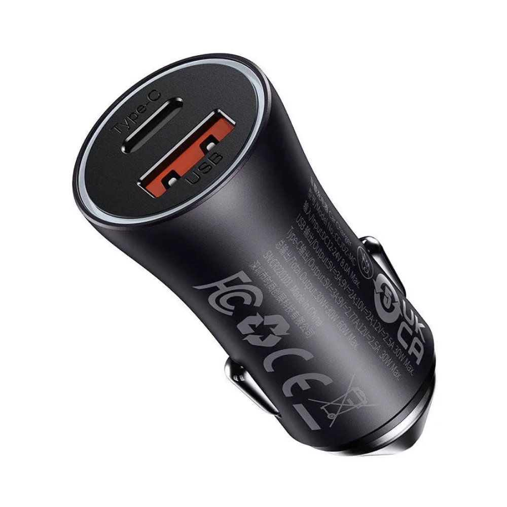 Автомобильное ЗУ Baseus Golden Contactor Pro Dual Quick Car Charger, 40Вт. Цвет: чёрный