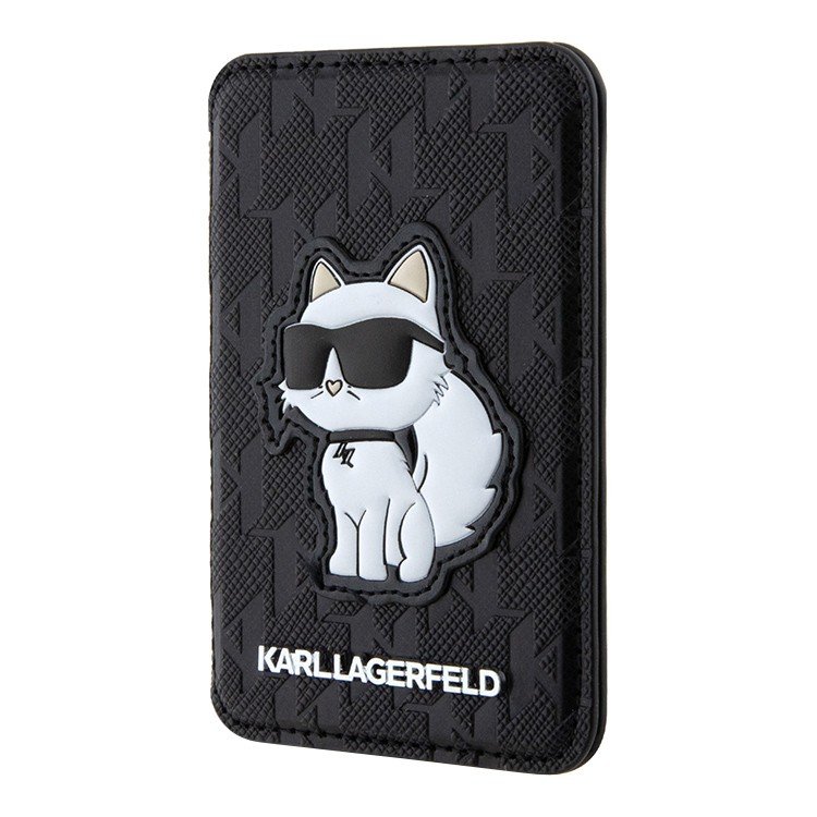 Магнитный бумажник Lagerfeld Wallet Cardslot MagSafe Stand Saffiano Monogram NFT Choupe Цвет: чёрный