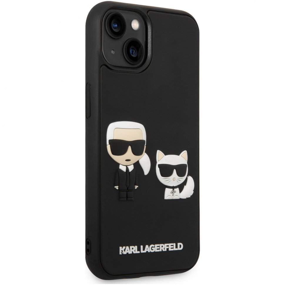 Чехол Lagerfeld для iPhone 14 3D Rubber Karl and Choupette Hard. Цвет: чёрный