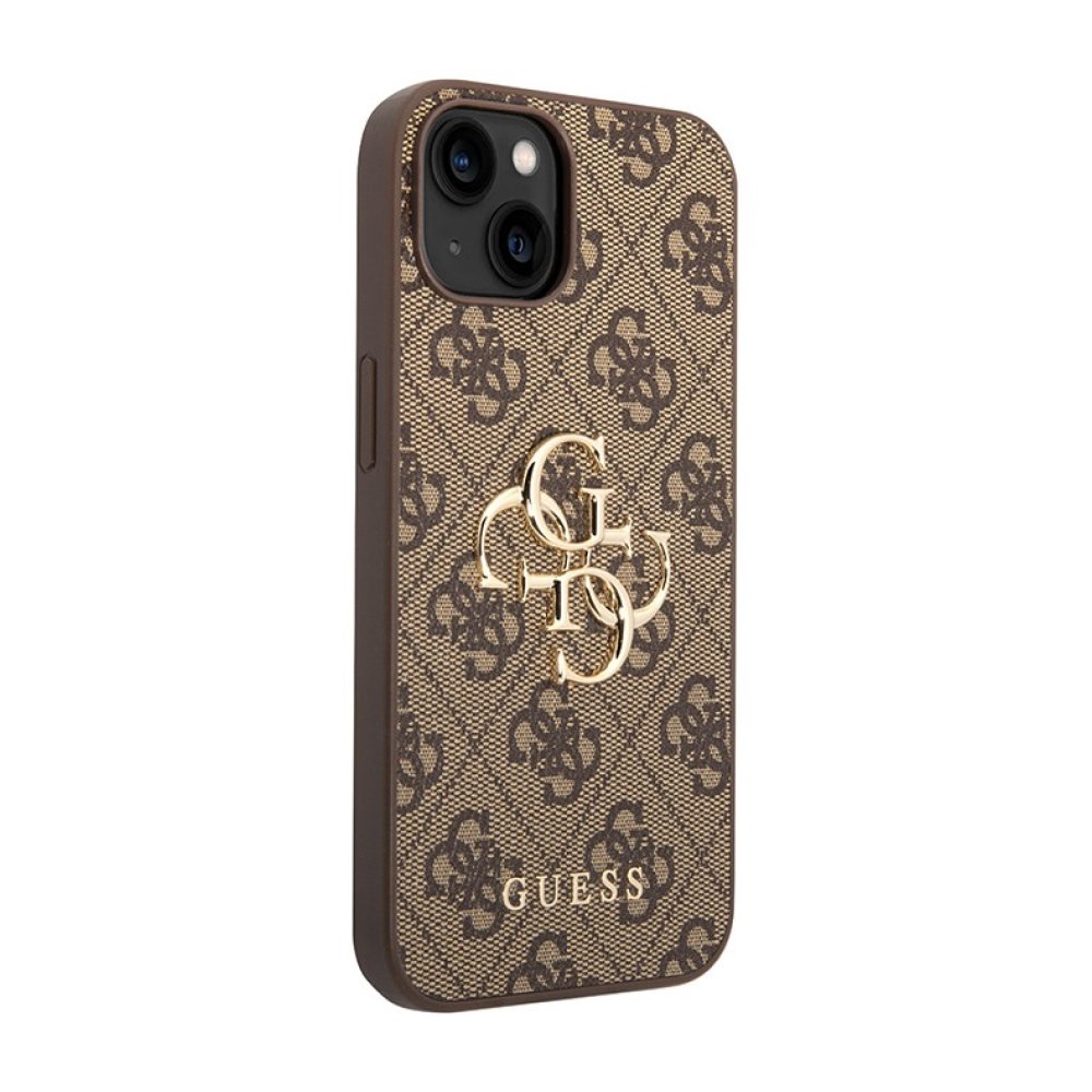 Чехол Guess PU 4G Big metal logo Hard для iPhone 15. Цвет: коричневый