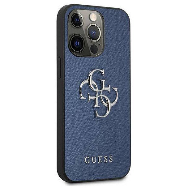 Чехол Guess для iPhone 13 Pro PU Saffiano 4G Big metal logo Hard. Цвет: синий