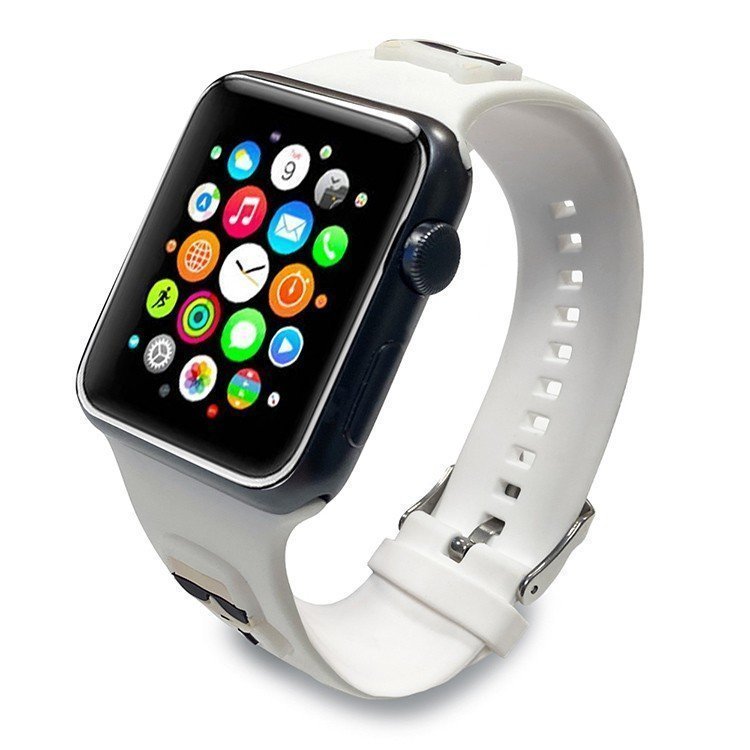 Ремешок силиконовый Lagerfeld Silicone Karl and Choupet heads для Apple Watch 42/44/45. Цвет: белый