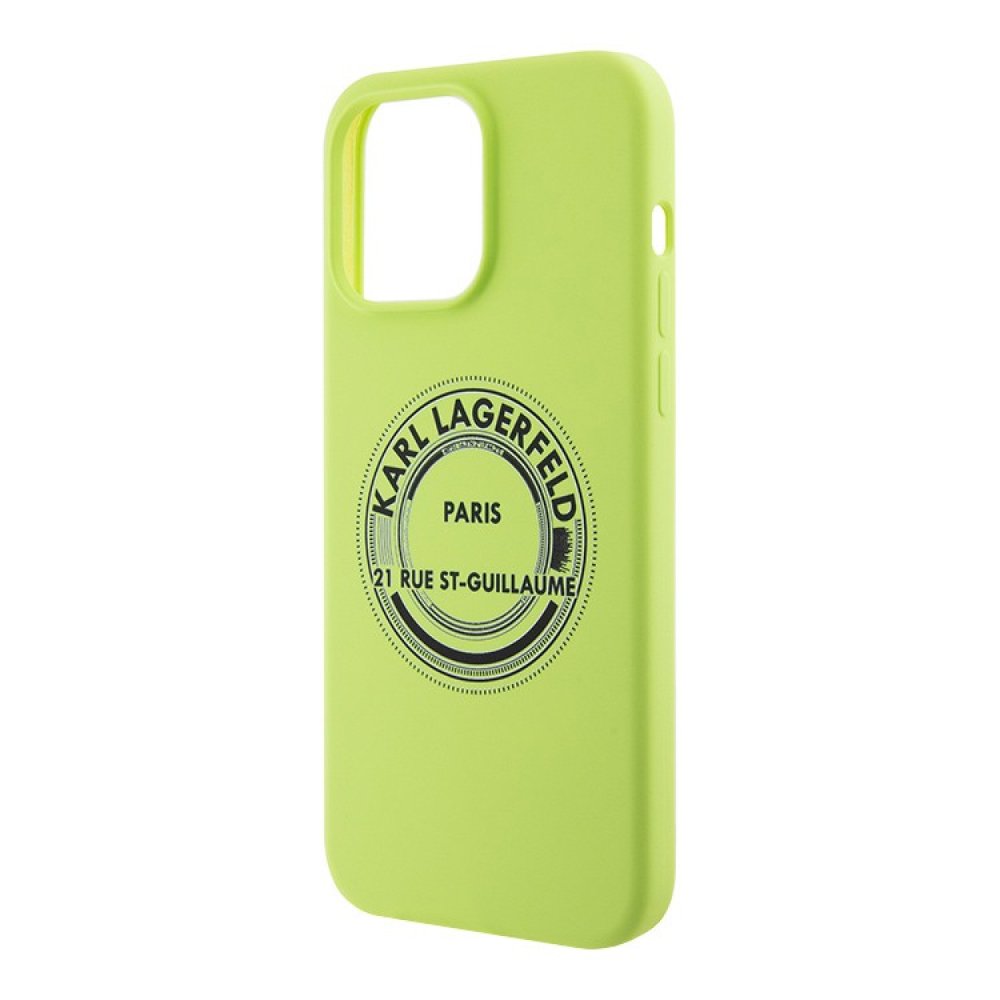 Чехол Lagerfeld Liquid Silicone RSG Round logo Hard для iPhone 15 Pro Max.Цвет: зеленый