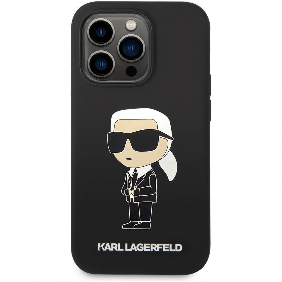 Чехол Lagerfeld для iPhone 14 Pro Liquid silicone NFT Karl Ikonik Hard. Цвет: чёрный