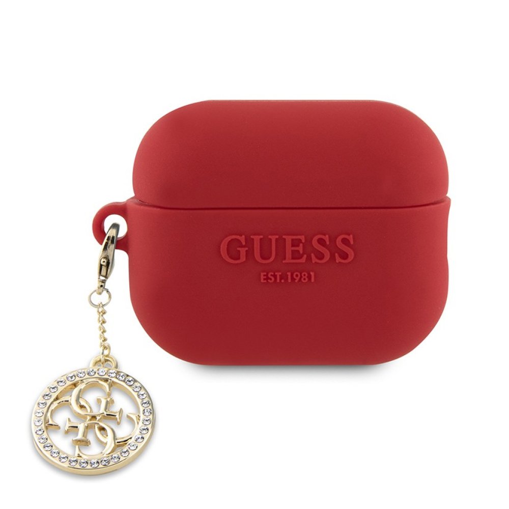 Чехол Guess Liquid Silicone with 4G Diamond charm для AirPods Pro 2. Цвет: фуксия