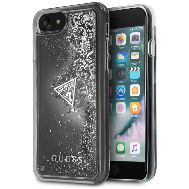 Чехол Guess для iPhone SE2/8/7 Glitter Hard. Цвет: серебристый