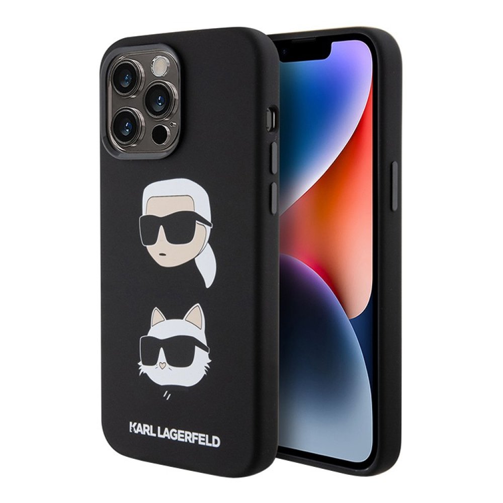 Чехол Lagerfeld Liquid Silicone NFT Karl & Choupette heads Hard для iPhone 15 Pro Max.Цвет: чёрный