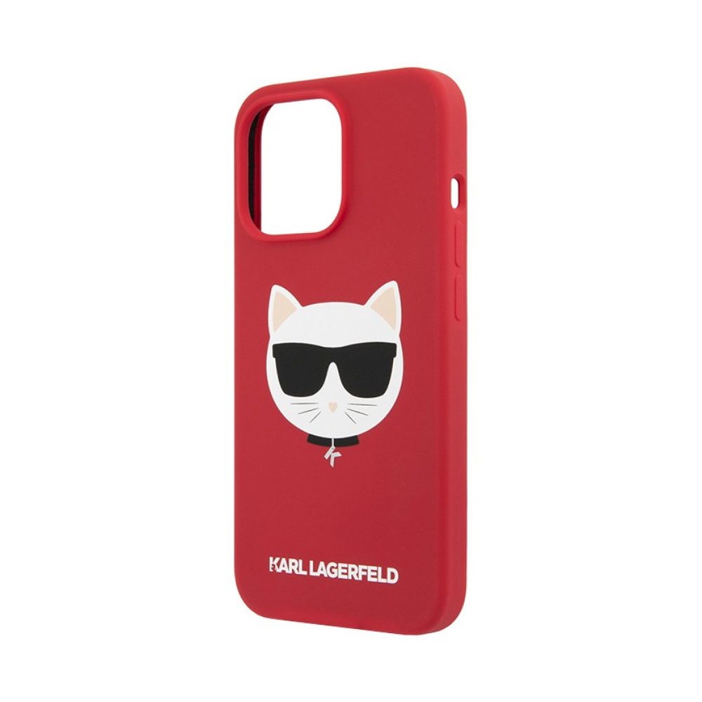 Чехол Lagerfeld для iPhone 13 Pro Liquid silicone Choupette Hard. Цвет: красный