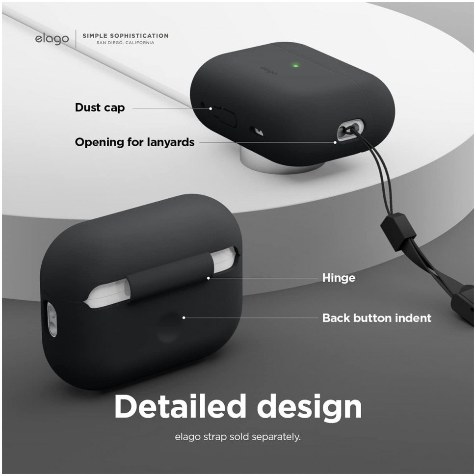 Чехол Elago Silicone Hang Case для AirPods Pro 2 (2022). Цвет: чёрный