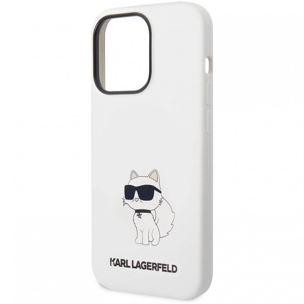 Чехол Lagerfeld для iPhone 14 Pro Liquid silicone NFT Choupette Hard (MagSafe). Цвет: белый