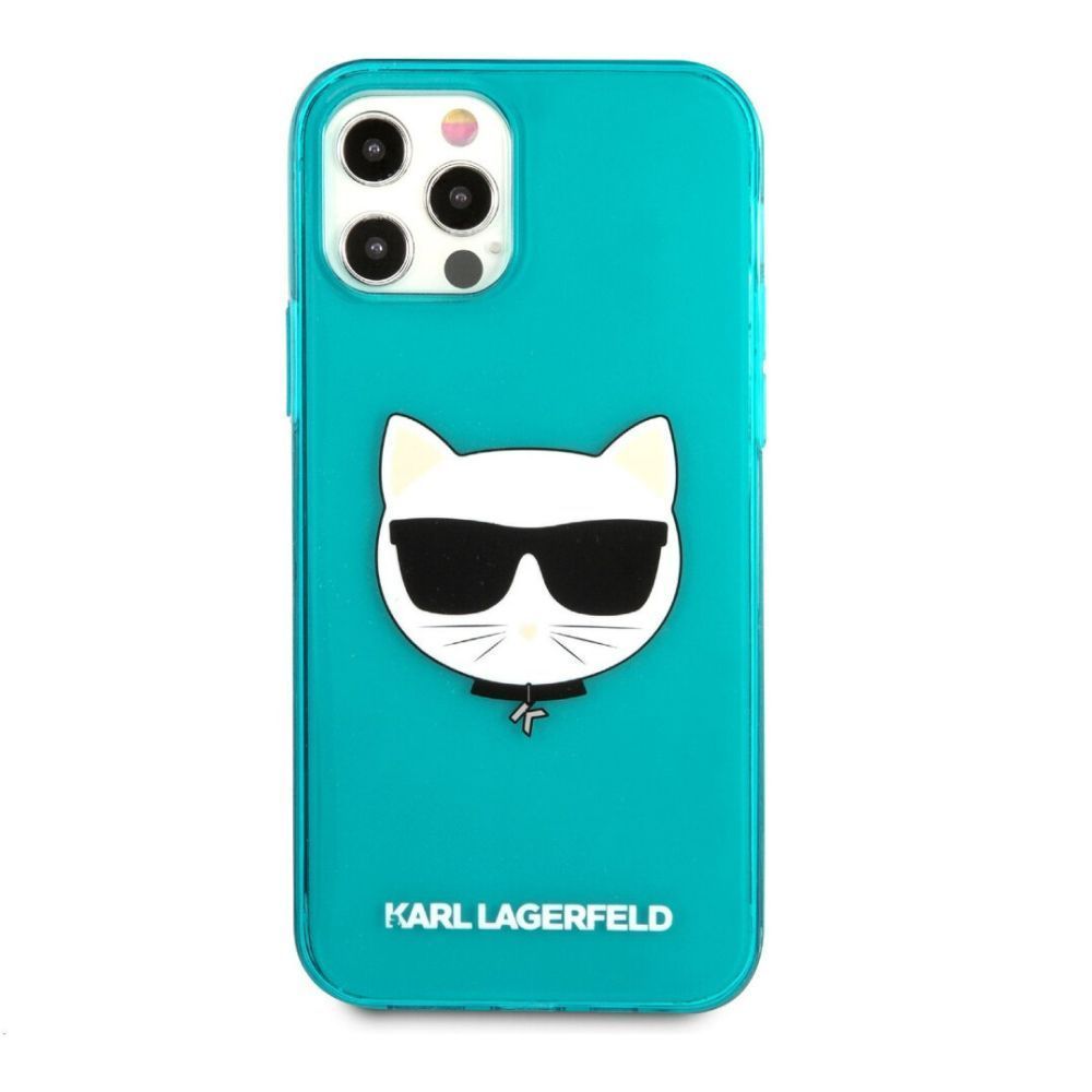 Чехол Lagerfeld для iPhone 12/12 Pro TPU FLUO Choupette Transp. Цвет: синий