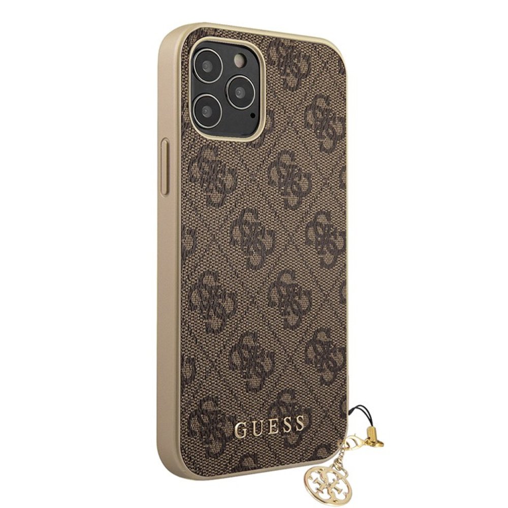 Чехол Guess для iPhone 12 Pro Max PU 4G Charms collection Hard. Цвет: коричневый