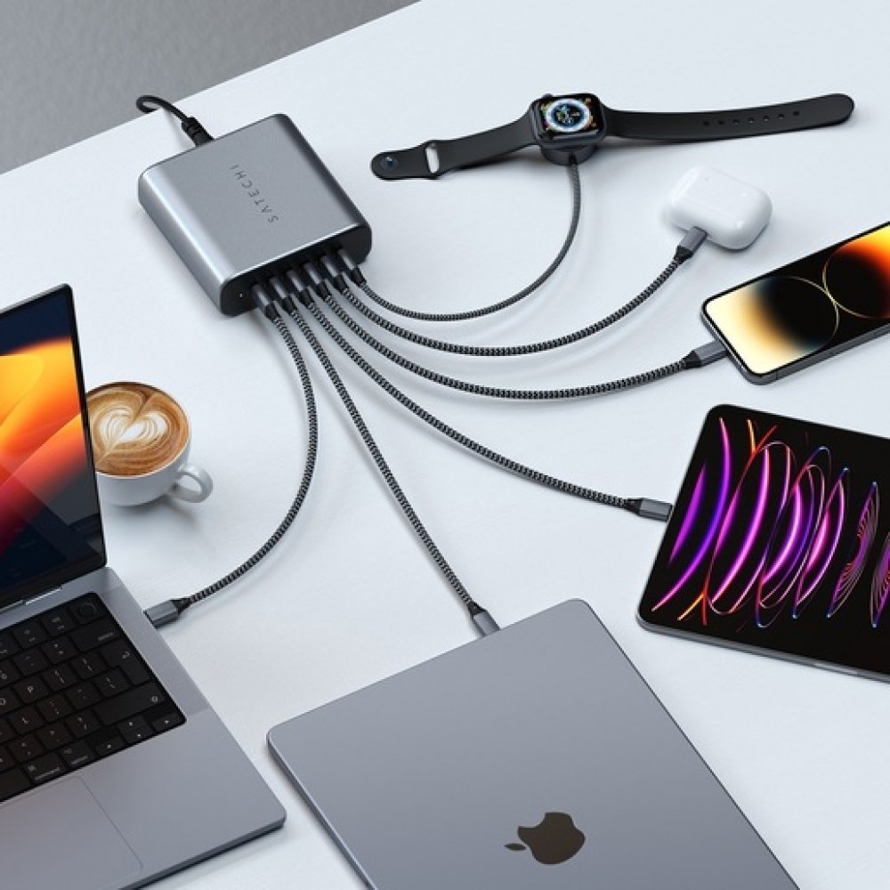 Сетевое зарядное устройство Satechi USB-C 6-Port PD GaN Charger 200W. Цвет: серый космос