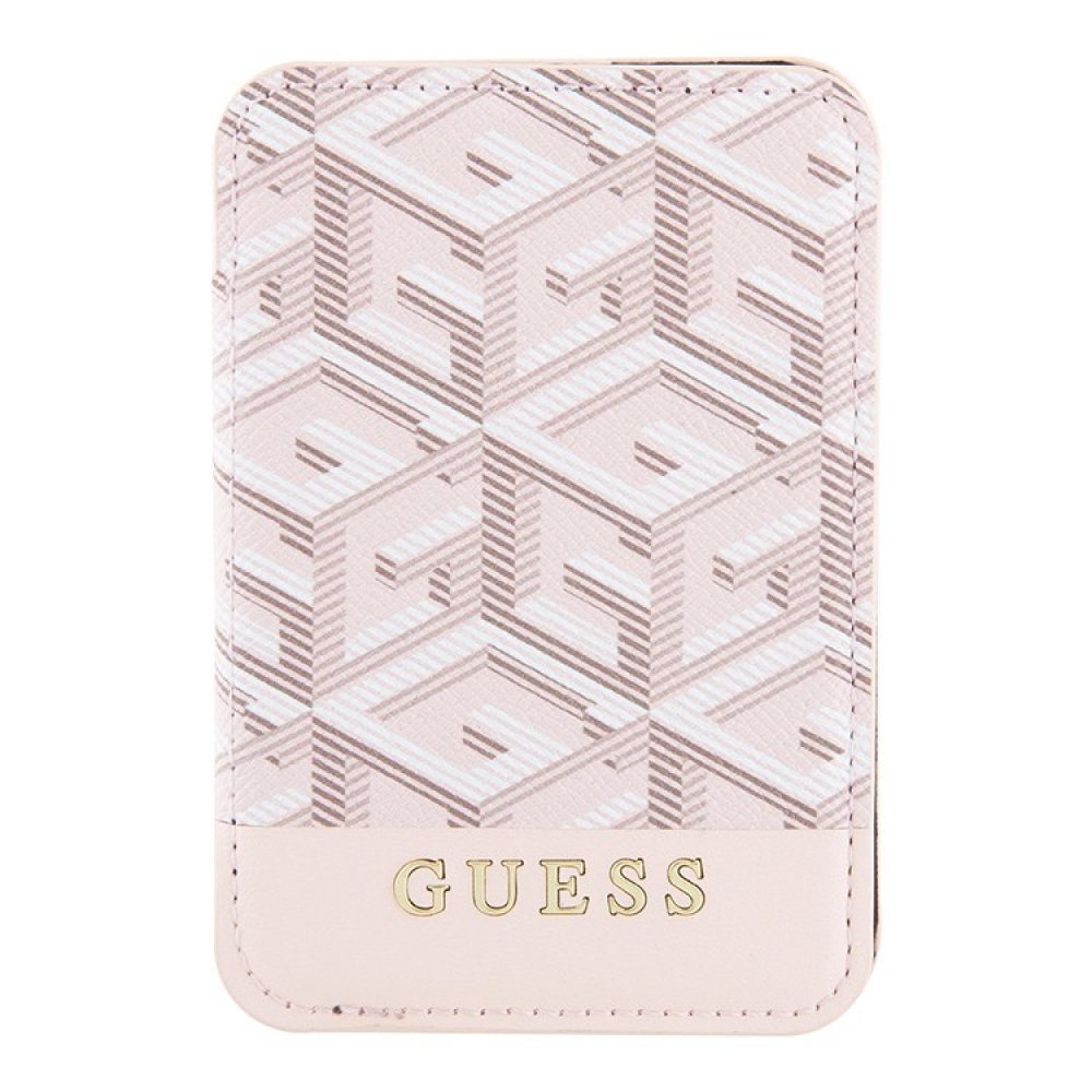 Магнитный бумажник Guess Wallet Cardslot Magsafe PU G CUBE with metal logo. Цвет: розовый