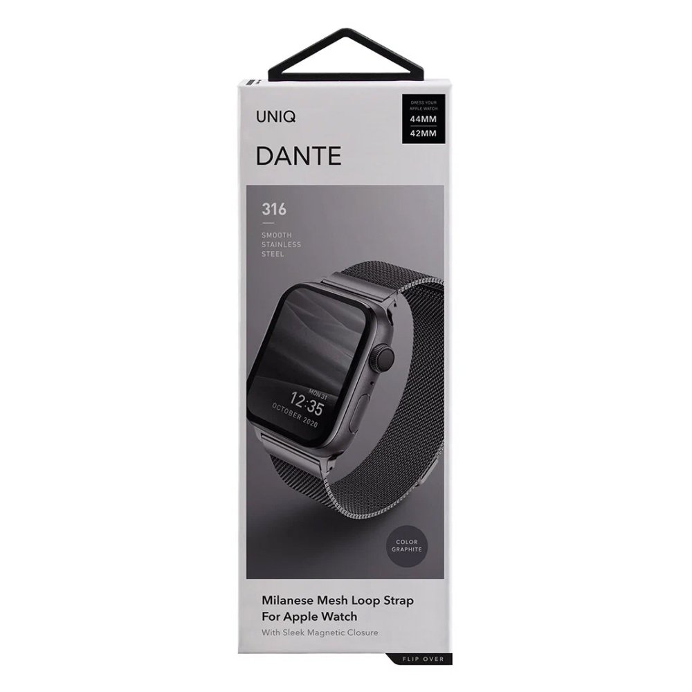 Ремешок из стали Uniq Dante Strap Mesh для Apple Watch 42мм/44мм. Цвет: графит