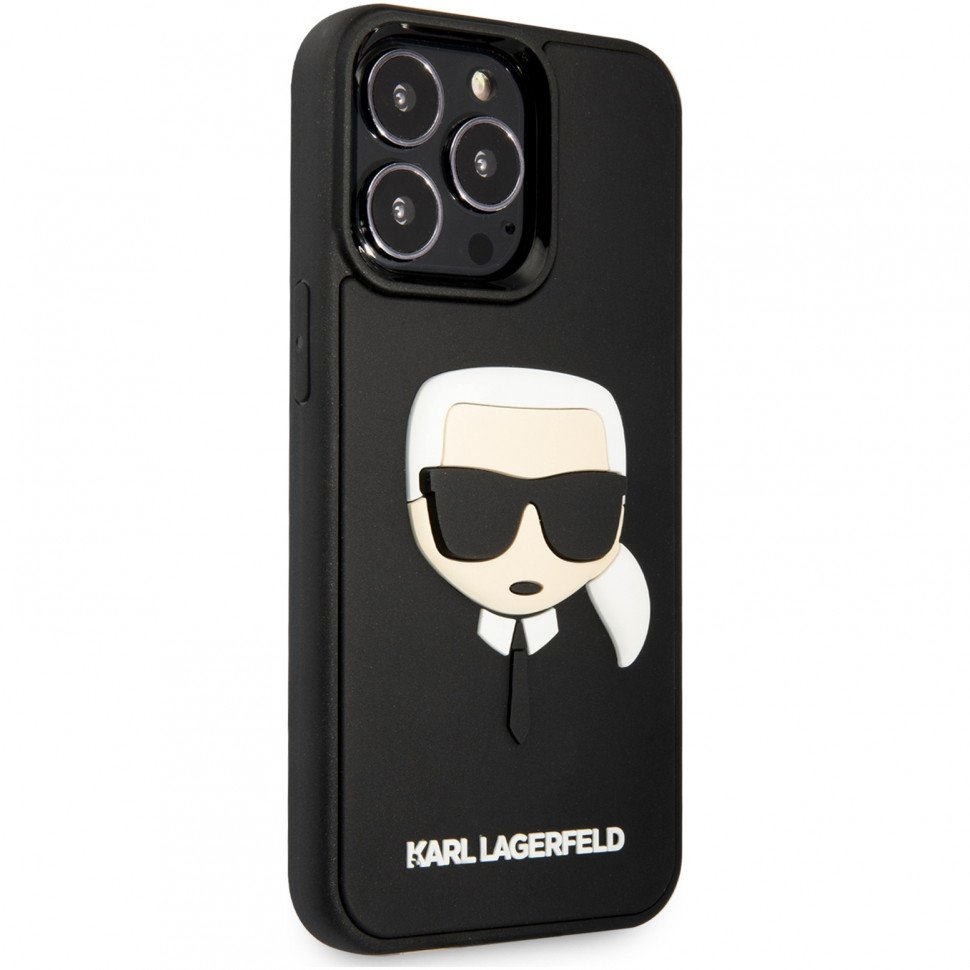 Чехол Lagerfeld для iPhone 14 Pro Max 3D Rubber Karl's head Hard. Цвет: чёрный