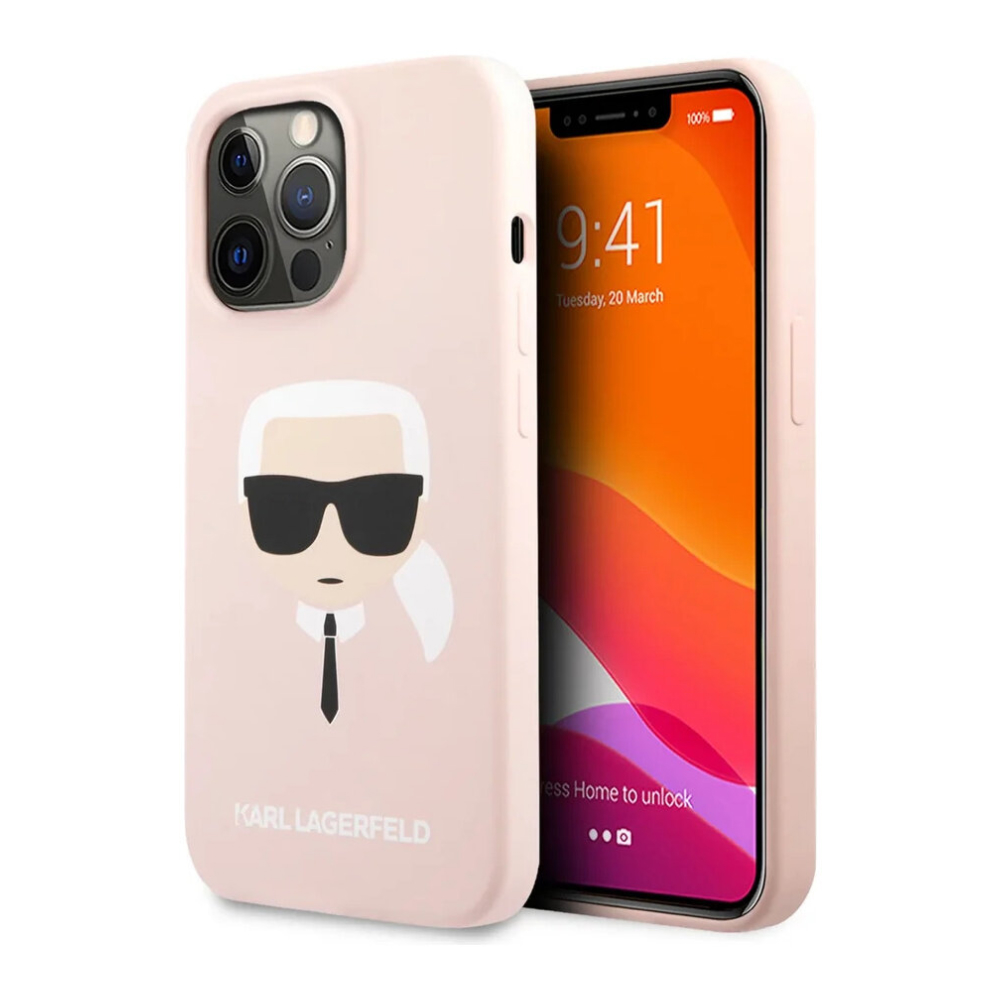 Чехол Lagerfeld для iPhone 13 Pro Max Liquid silicone Choupette Hard. Цвет: розовый