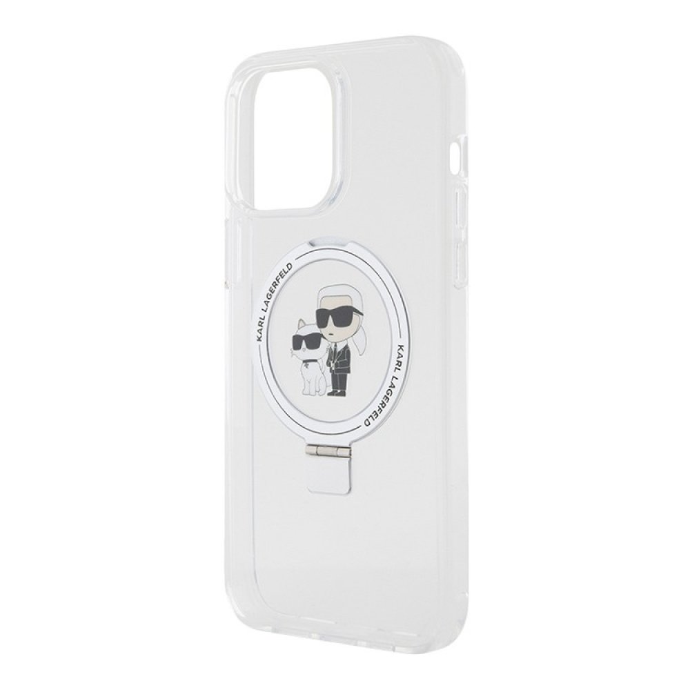 Чехол Lagerfeld PC/TPU + Ring stand NFT Karl & Choupet MagSafe для iPhone 15 Pro. Цвет: прозрачный