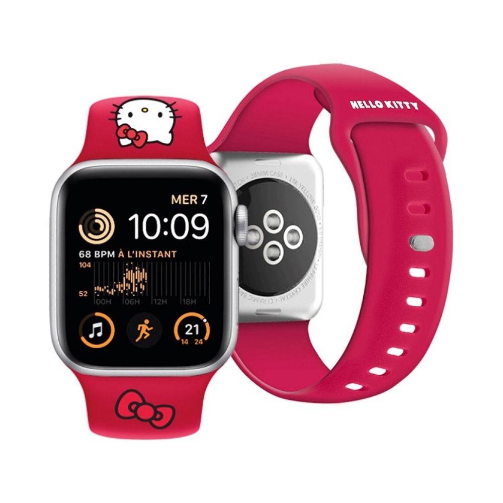 Ремешок силиконовый Hello Kitty Liquid silicon Kitty Head для Apple Watch 38мм/40мм. Цвет: красный