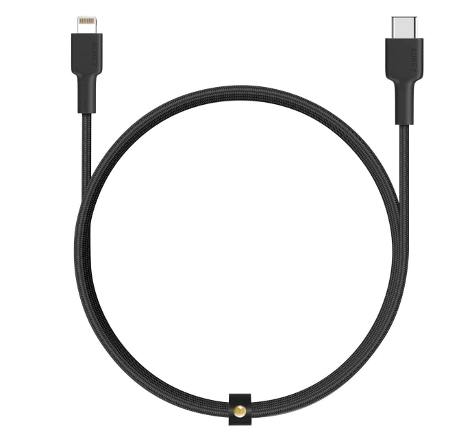 Кабель Aukey Braided Nylon MFi USB-C — Lightning 1.2м. Цвет: черный