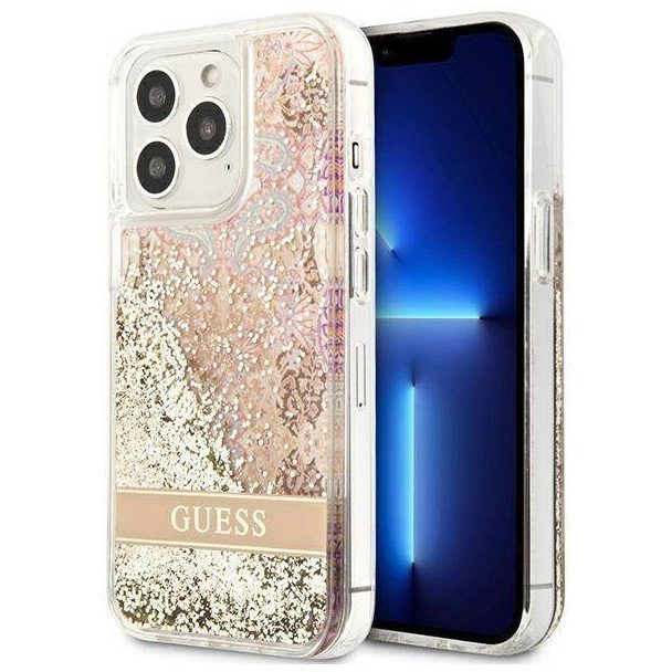 Чехол Guess для iPhone 13 Liquid Glitter Paisley Hard. Цвет: синий