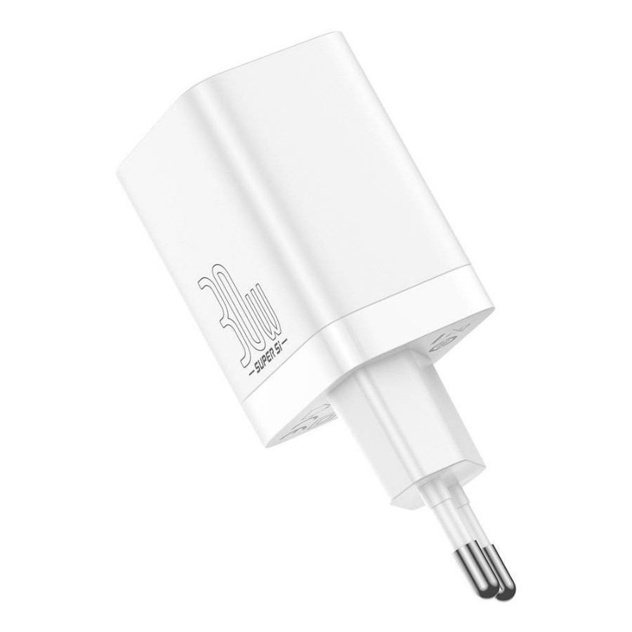 Адаптер питания Baseus USB + USB-C 30W Si Pro Quick Charger. Цвет: белый