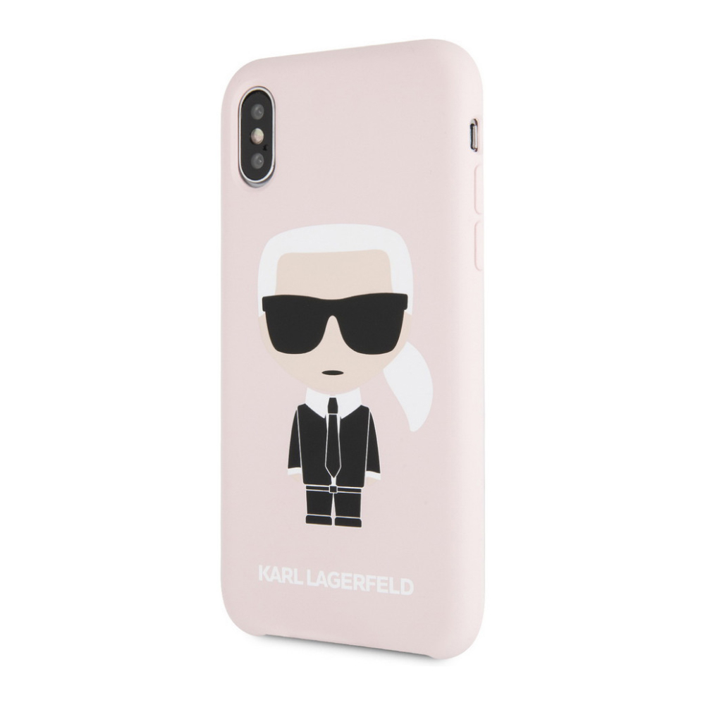 Чехол Lagerfeld для iPhone X/XS Liquid silicone Iconic Karl Hard. Цвет: розовый