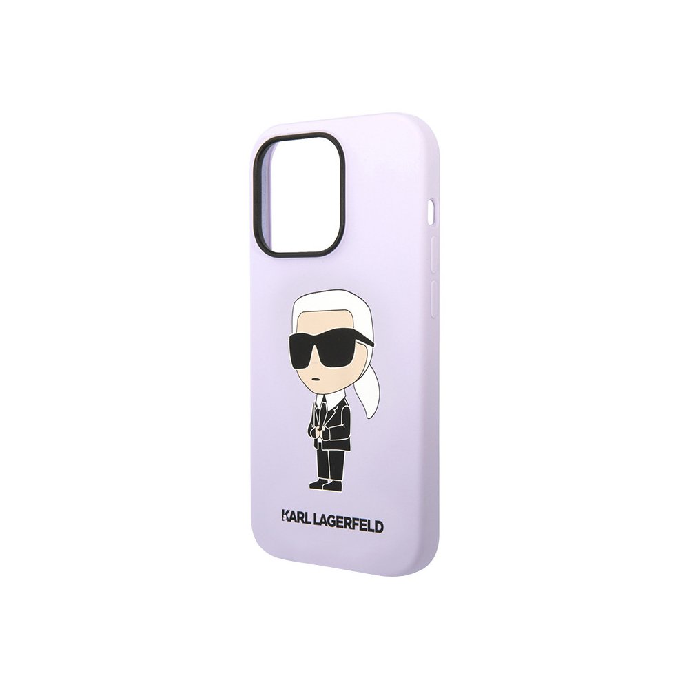 Чехол Lagerfeld для iPhone 14 Pro Liquid silicone NFT Karl Ikonik Hard. Цвет: фиолетовый