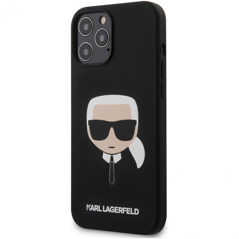 Чехол Lagerfeld для iPhone 12 Pro Max Liquid silicone Karl's Head Hard. Цвет: чёрный