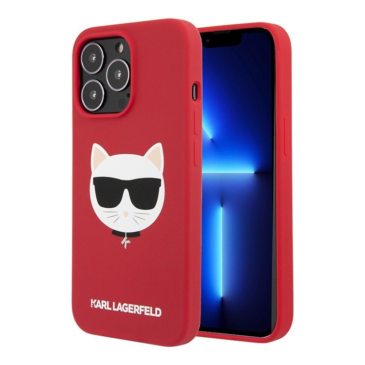 Чехол Lagerfeld для iPhone 13 Pro Liquid silicone Choupette Hard (MagSafe). Цвет: красный