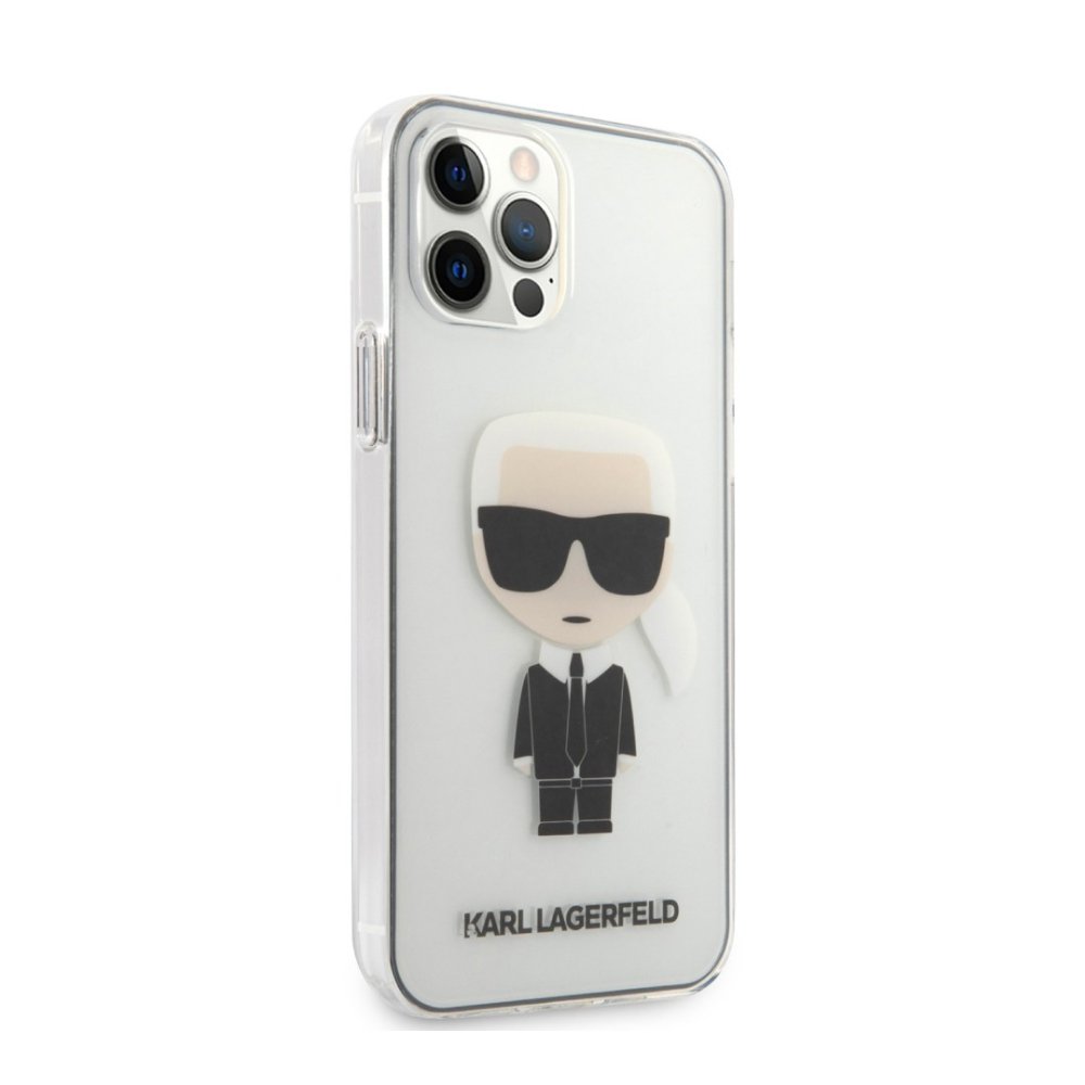 Чехол Lagerfeld для iPhone 12/12 Pro PC/TPU Ikonik Karl Hard. Цвет: прозрачный 