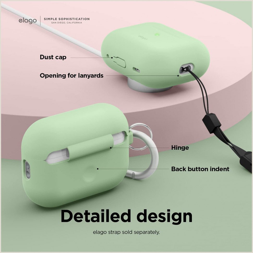 Чехол Elago Silicone Hang Case для AirPods Pro 2. Цвет: зелёный