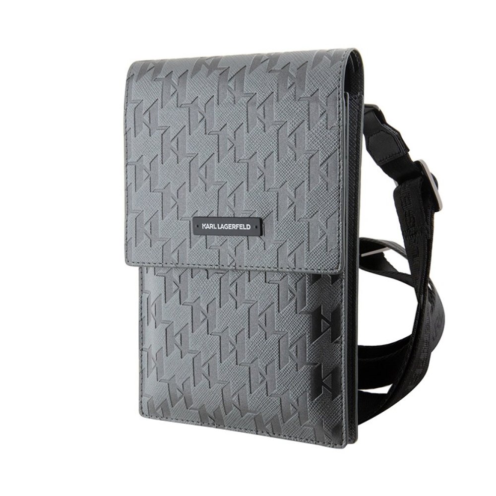 Сумка Lagerfeld Wallet Phone Pouch Saffiano Monogram для iPhone. Цвет: серебристый