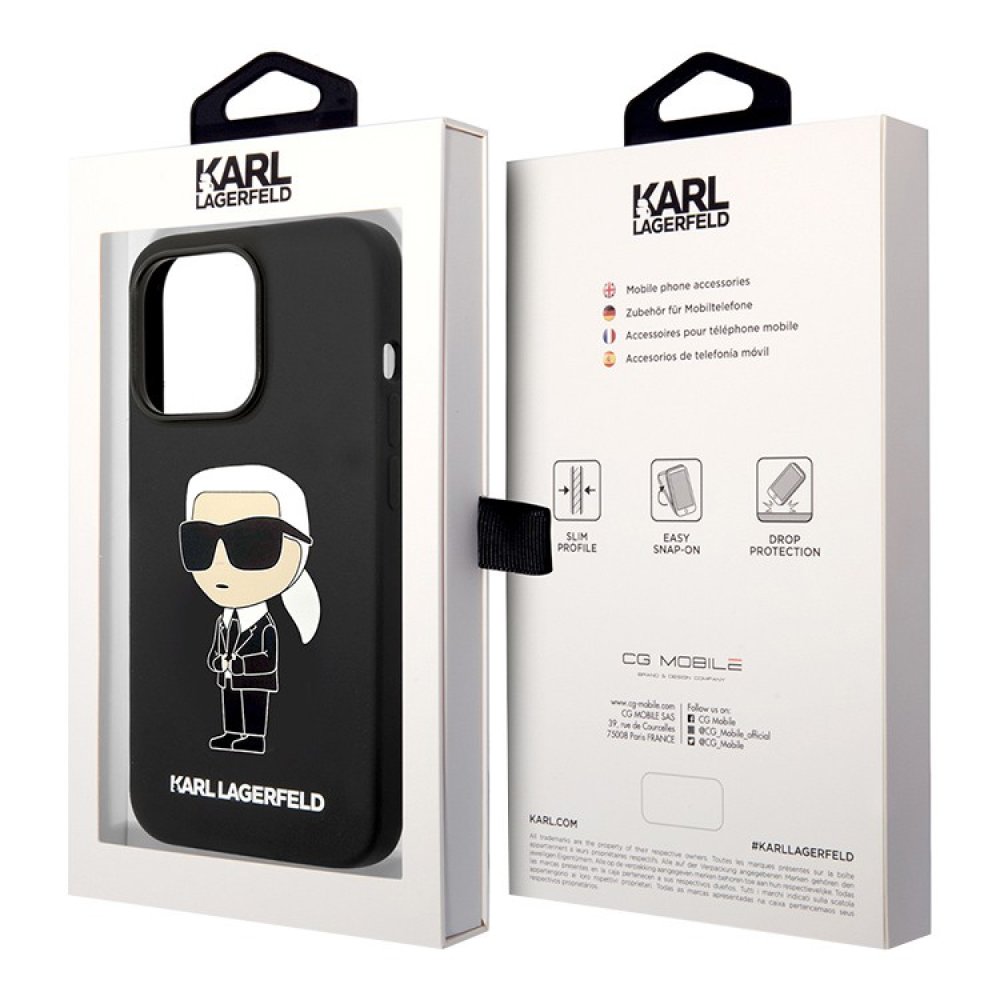 Чехол Lagerfeld Liquid silicone NFT Karl Ikonik для iPhone 15 Pro. Цвет: чёрный