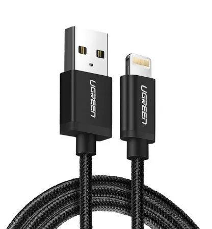 Кабель UGREEN US199 Lightning - USB Cable Alu Case with Braided, 2 м. Цвет: чёрный