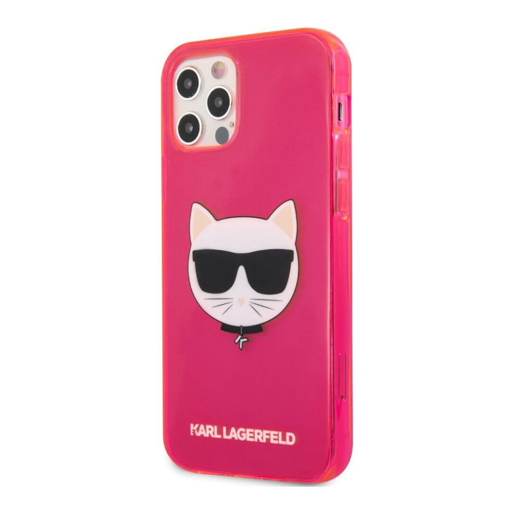 Чехол Lagerfeld для iPhone 12/12 Pro TPU FLUO Choupette Transp. Цвет: розовый