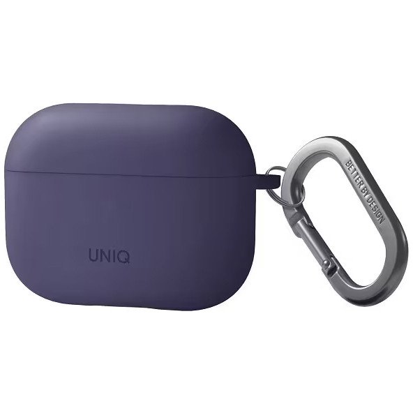 Чехол UNIQ NEXO для AirPods Pro 2, силикон с карабином и заушинами. Цвет: фиолетовый