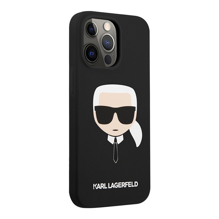 Чехол Lagerfeld для iPhone 13 Pro Max Liquid silicone Karl's Head (Magsafe). Цвет: чёрный