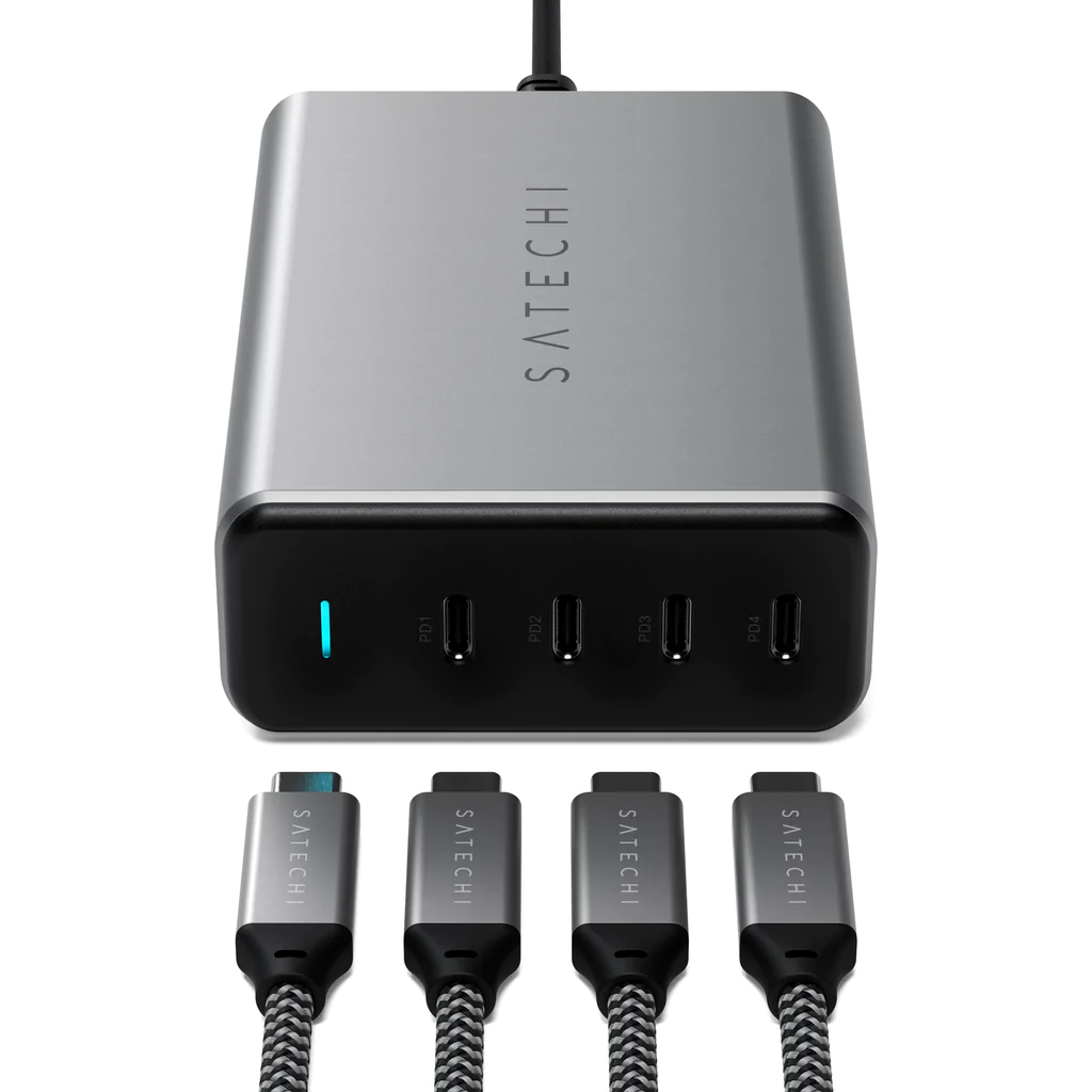 Сетевое зарядное устройство Satechi 165W USB-C 4-Port PD GaN Charger. Цвет: "Серый космос"