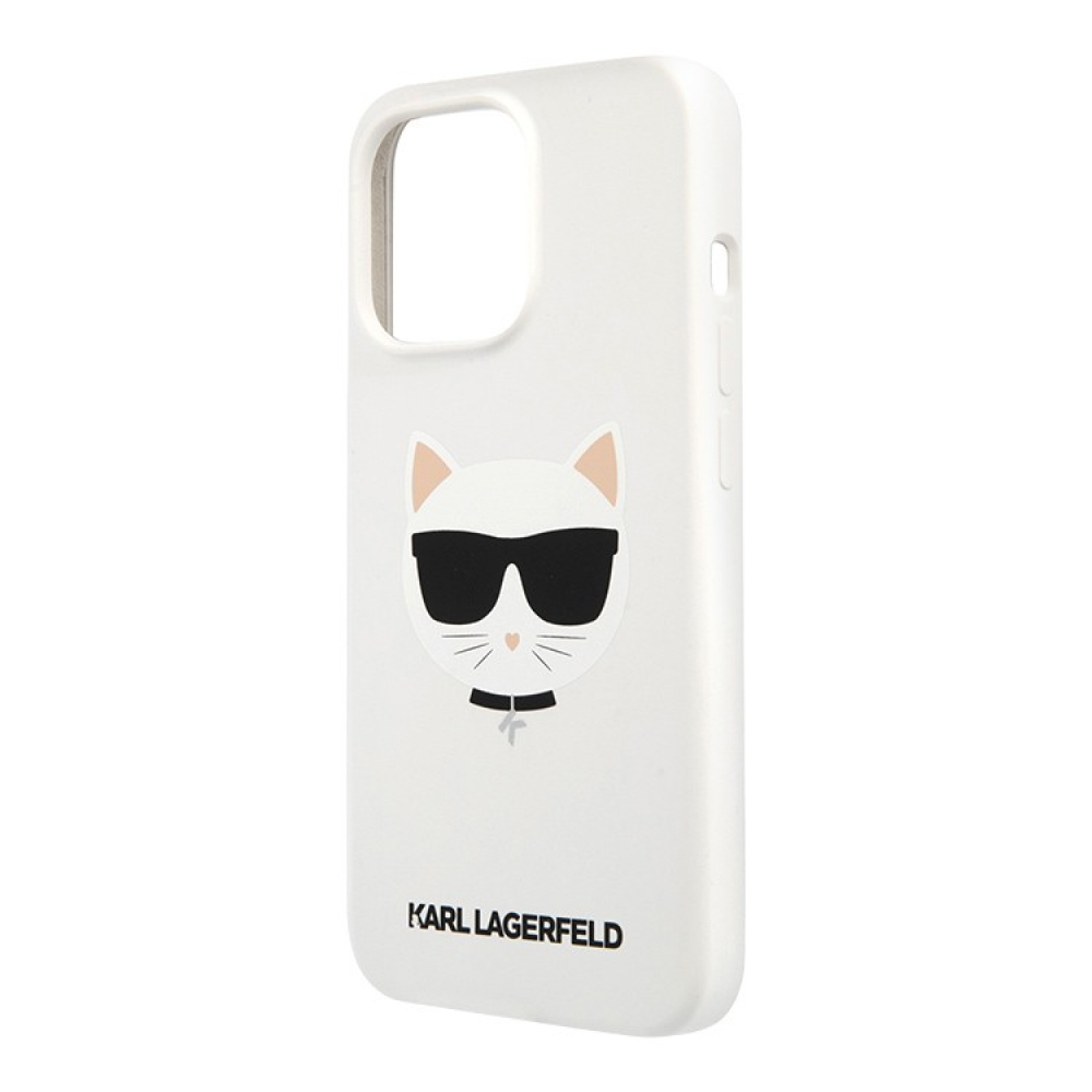 Чехол Lagerfeld для iPhone 13 Pro Max Liquid silicone Choupette Hard. Цвет: белый