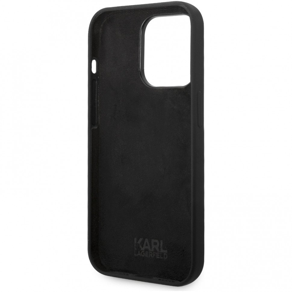 Чехол Lagerfeld для iPhone 14 Pro Max Liquid silicone Choupette body Hard. Цвет: чёрный