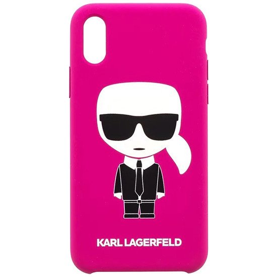 Чехол Lagerfeld для iPhone X/XS Liquid silicone Iconic Karl Hard. Цвет: фуксия