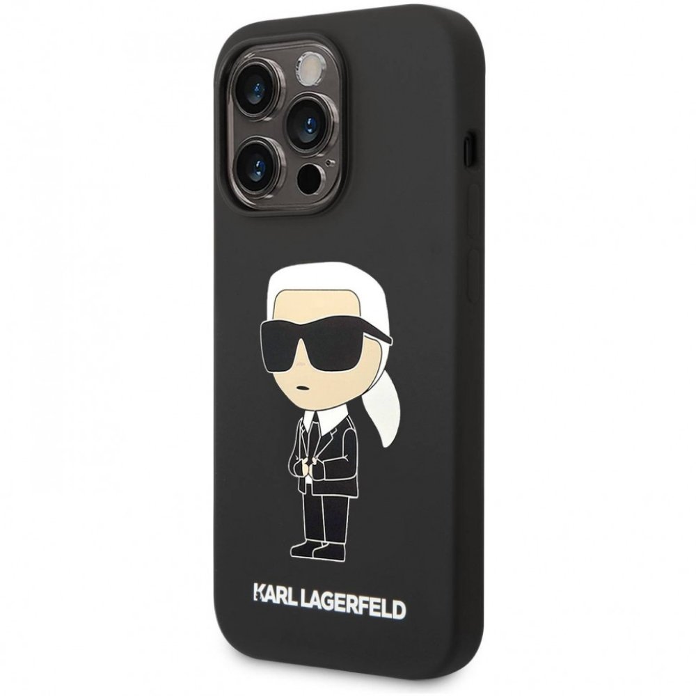 Чехол Lagerfeld для iPhone 14 Pro Max Liquid silicone NFT Karl Ikonik Hard. Цвет: чёрный