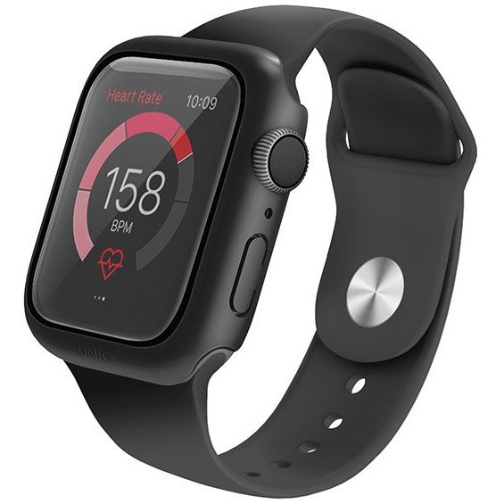 Чехол Uniq Nautic +9H glass влагозащищённый IP68 для Apple Watch 4/5/6/SE 44мм. Цвет: чёрный