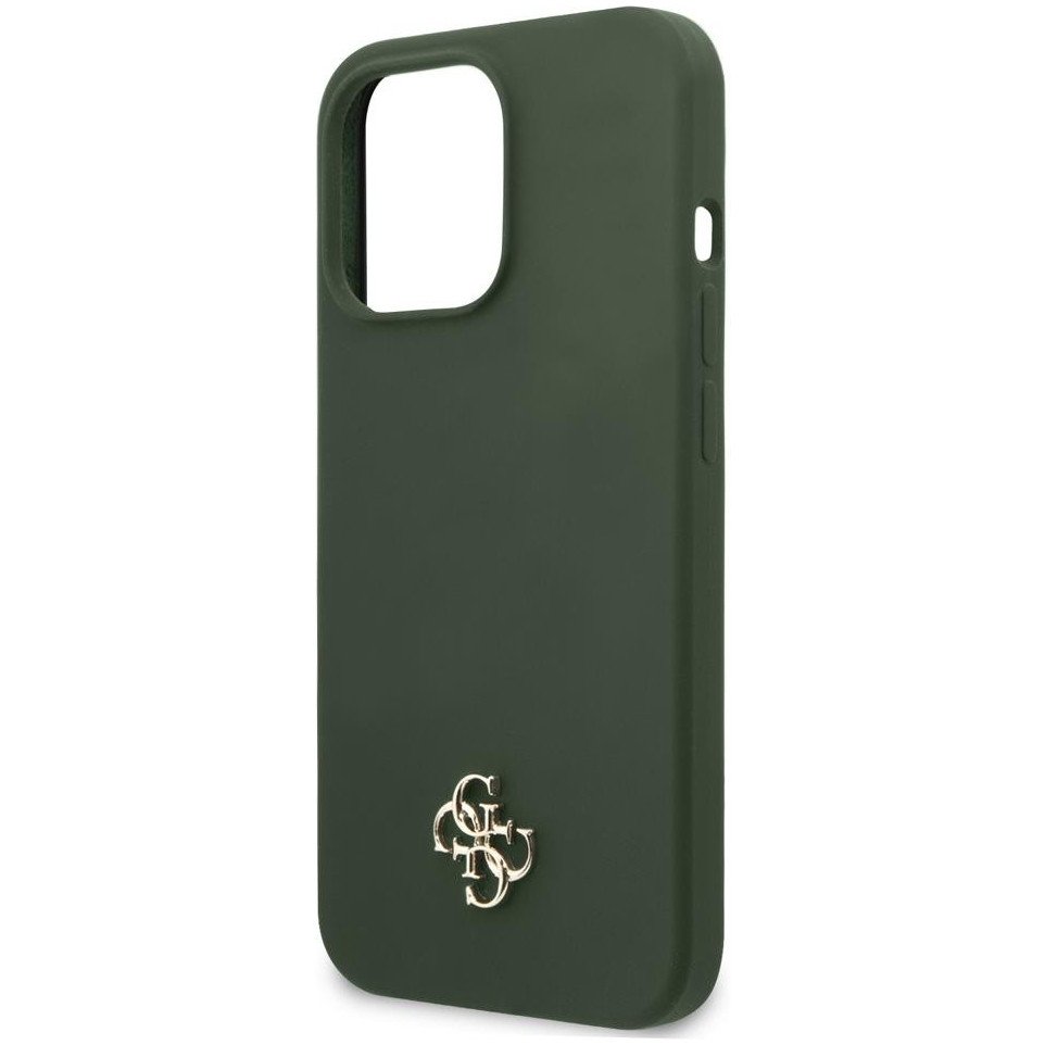 Чехол Guess для iPhone 13 Liquid silicone 4G Small metal logo Hard. Цвет: зелёный