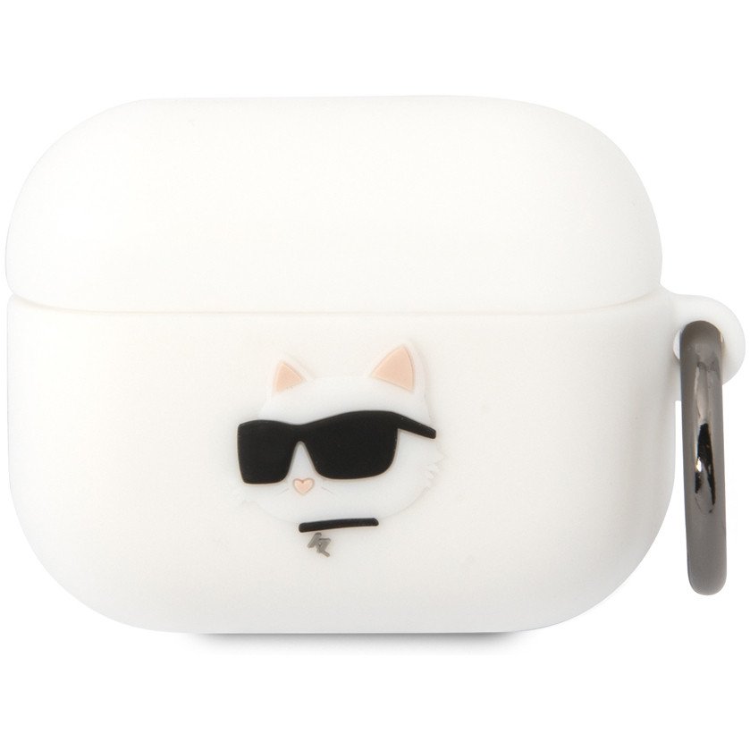 Чехол Lagerfeld NFT 3D Choupette для AirPods Pro силиконовый с кольцом. Цвет: белый