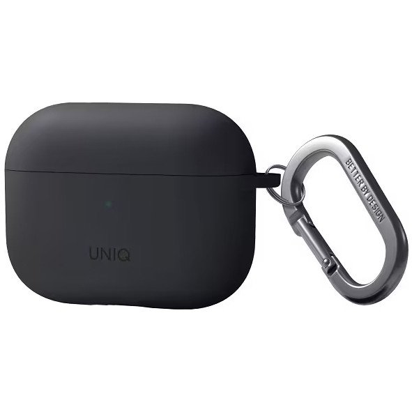 Чехол UNIQ NEXO для AirPods Pro 2, силикон с карабином и заушинами. Цвет: серый